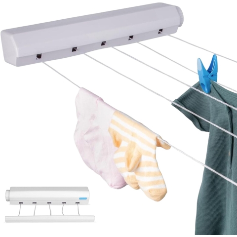 Luft Uittrekbare Waslijn - 5 lijnen - Automatisch stopsysteem - Wit