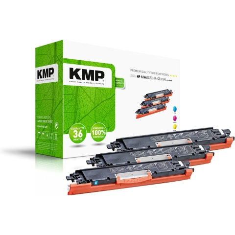 KMP H-T149CMY Toner Combipack vervangt HP 126A, CE311A, CE312A, CE313A Cyaan, Magenta, Geel 1000 bladzijden Compatibel Tonercassette