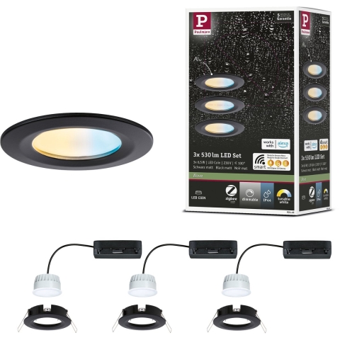 Paulmann 92446 LED-plafondlamp, LED-inbouwlamp 6 W Zwart (mat)