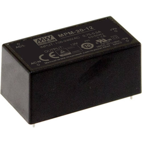 MEAN WELL MPM-20-5 AC/DC-printnetvoeding 5 V/DC 4 A 20 W