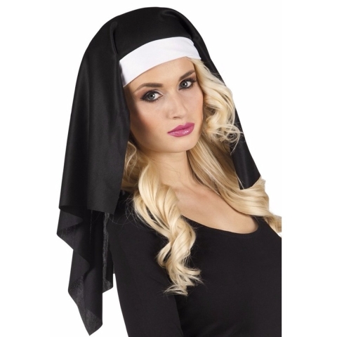 Hoofdkapje Non - 8x - zwart/wit - one size - volwassenen - klooster thema - nonnen - carnaval -