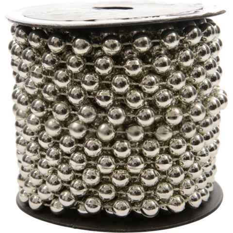 4x stuks kralenslinger kerstboom slingers/guirlandes zilver 10 meter x 0,8 cm -