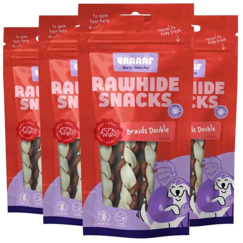 4x Braaaf Twister Double Hondensnack 12 cm 60 gr