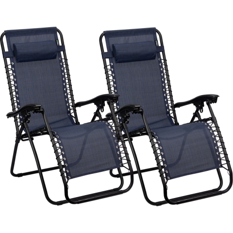 Abbey Chaise Longue IV - Campingstoel - Luxe textilene doek - Marineblauw (set van 2)