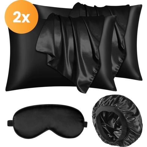 Soft&Silky - Kussenslopen - Imitatiezijde - Zwart - 50x66 cm (set van 2)