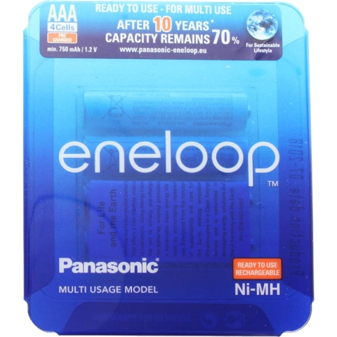 Sanyo Eneloop HR-4UTGB blisterverpakking met 4 AAA eneloops en 1x AccuCell opbergdoos AAA