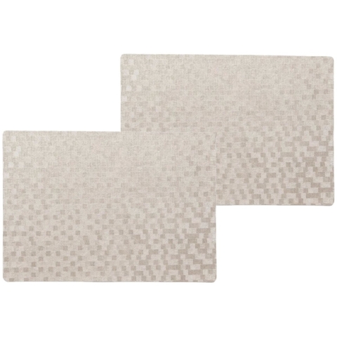 Wicotex luxe tafel placemats Stones - 12x stuks - PVC - taupe - 30 x 43 cm - met anti slip - en PU c -