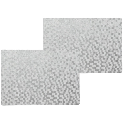 Wicotex luxe tafel placemats Stones - 12x stuks - PVC - zilver - 30 x 43 cm - met anti slip - en PU -