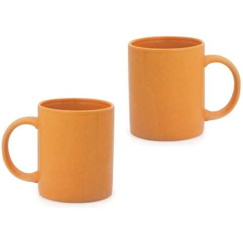 Koffie mokken/bekers - 12x - keramiek - glans - met oor - oranje - 370 ml -