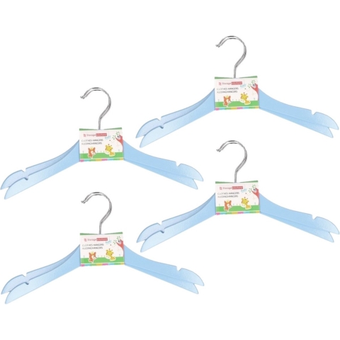Blauwe stevige houten kledinghangers voor kinderen 20x stuks -