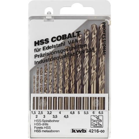 kwb 421600 HSS-Co Metaal-spiraalboorset 13-delig M35 DIN 338 Cilinderschacht 1 stuk(s)