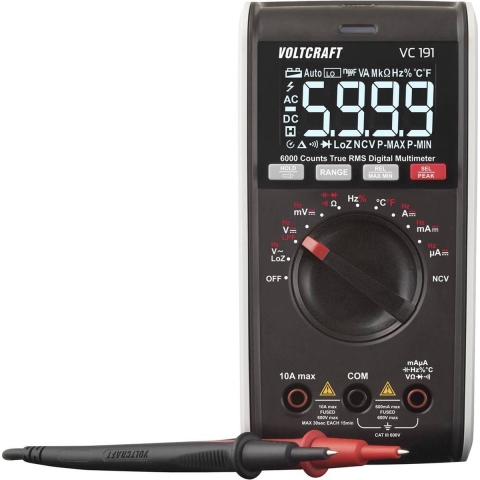 VOLTCRAFT VC191 Multimeter Digitaal CAT III 600 V Weergave (counts): 6000