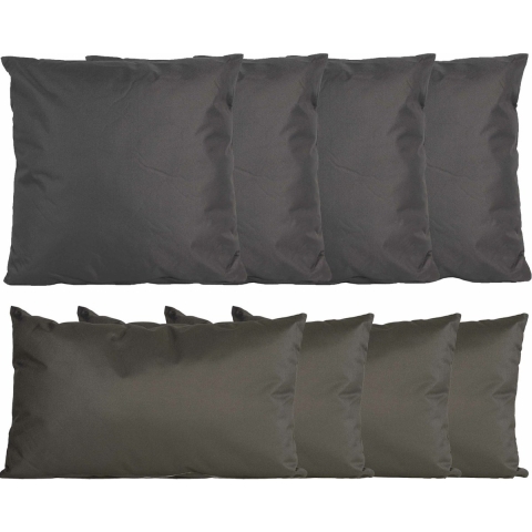Bank/tuin kussens set - binnen/buiten - 8x stuks -antraciet grijs - In 2 formaten laag/hoog -