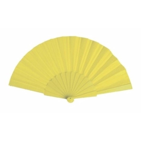 Spaanse Handwaaier - 20x stuks - geel - 23 x 43 cm - Verkoeling waaiers voor zomerse themperatuur -
