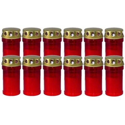 Trend Candles grafkaars - 12x - gedenklicht met deksel - rood - 7 x 14 cm - 2,5 dag - Gedenkkaars -