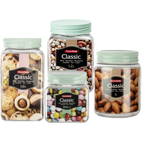 Plasticforte Voorraadpotten / weckpotten - 10x stuks - 800 ml - 1000 ml - 1200 ml - 1600 ml -