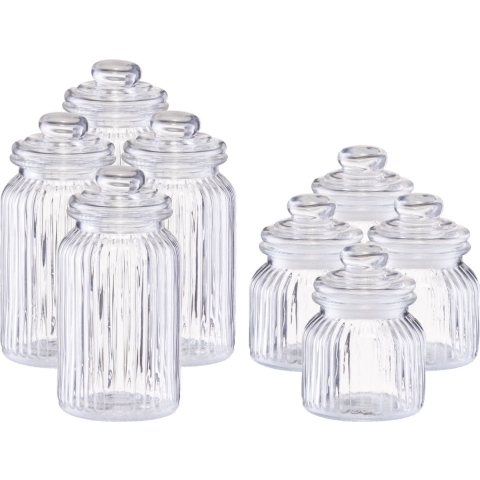 Set 8x keuken voedsel opslag voorraad glas in 2 formaten -
