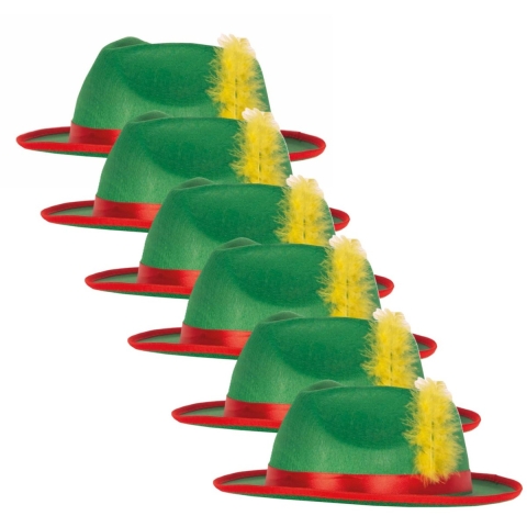 Oktoberfest verkleed hoedjes - 6x - groen - volwassenen - Tiroler bierfeest hoeden -