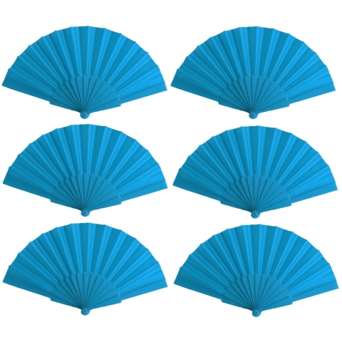 Spaanse Handwaaier - 10x stuks - turquoise - 23 x 43 cm - Verkoeling waaiers voor zomerse themperatu -