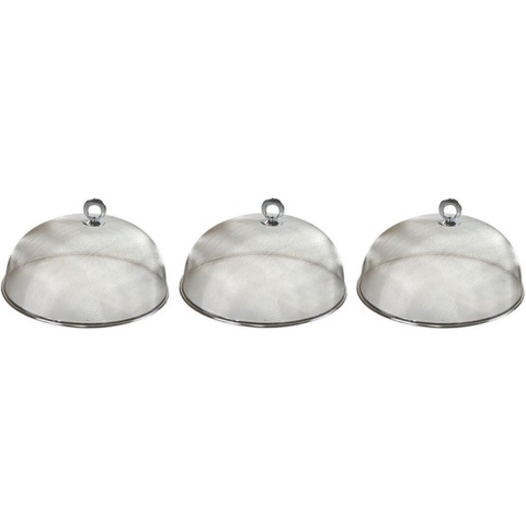 Cosy & Trendy Voedselkap - 3x - rond - 30 cm - grijs - metaal - vliegenkap - tegen insecten -