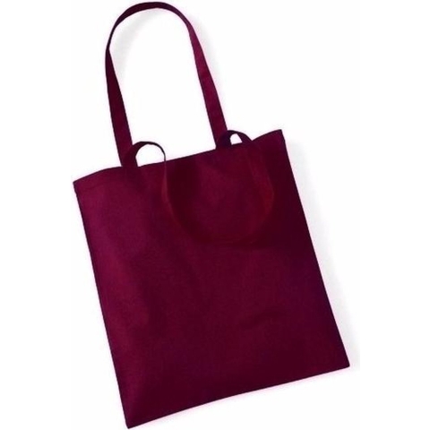 20x Katoenen schoudertassen draagtasje bordeaux rood 42 x 38 cm -
