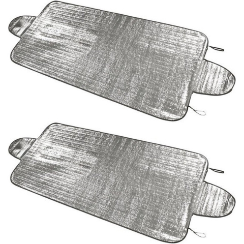 Vrachtwagen zonnescherm/anti vorst deken - 2x - 100 x 255 cm - zilver - extra groot formaat -