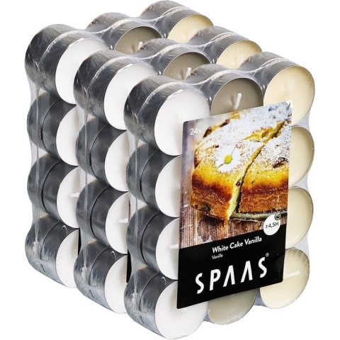 Spaas Geurtheelichtjes/waxinelichtjes - 72x - White Cake Vanilla - 4,5 branduren - geurkaarsen -