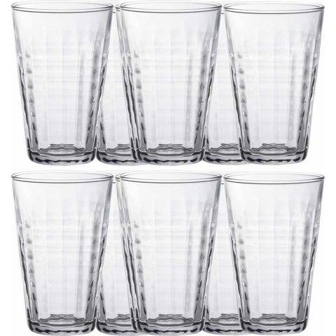 Duralex Longdrinkglazen Prisme - 18x stuks - glas - 330 ml - transparant - Koffie/thee glazen -