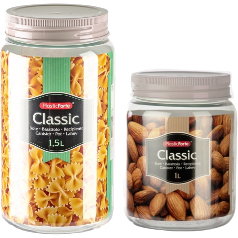 Plasticforte - Pakket van 6x kunststof keuken voorraadpotten - weckpotten taupe -