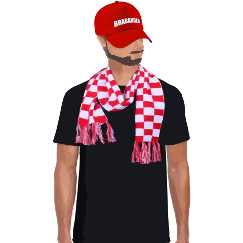 Brabant thema kleur carnaval verkleedset pet en sjaal -