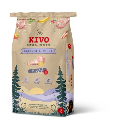 Kivo Puppy Hondenvoer Droog Glutenvrij Kalkoen&Rijst 14 kg