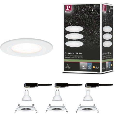 Paulmann Inbouwlamp voor badkamer Set van 3 stuks 19.5 W Wit (mat)