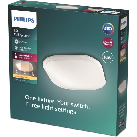 Philips Cavanal - Plafonnière - 1 Lichtpunt - 1500lm - 2700K - Wit - Vierkant