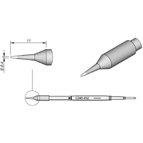 JBC Tools C245032 Soldeerpunt Ronde vorm, Recht Grootte soldeerpunt 0.4 mm Lengte soldeerpunt: 11 mm Inhoud: 1 stuk(s)