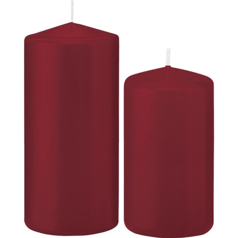 Stompkaarsen set van 4x stuks bordeaux rood 12 en 15 cm -