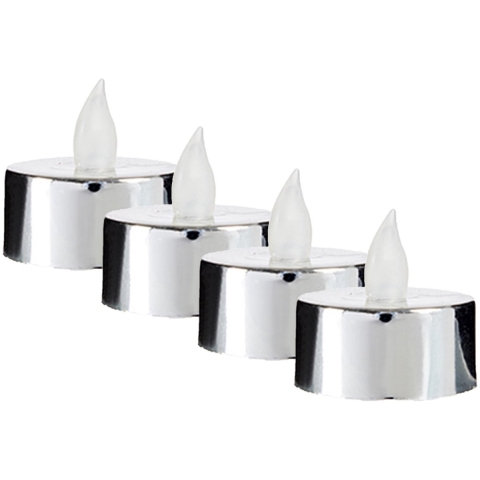 Giftdecor LED waxinelichtjes - 20x - zilverkleurig - incl. batterijen - sfeer theelichtjes -