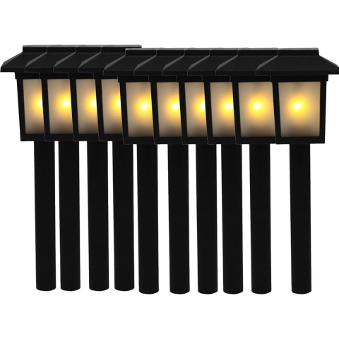 10x Tuinlamp fakkel / tuinverlichting met vlam effect 34,5 cm -