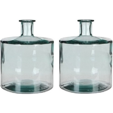 2x Fles vaas Guan 21 x 26 cm transparant gerecycled glas -