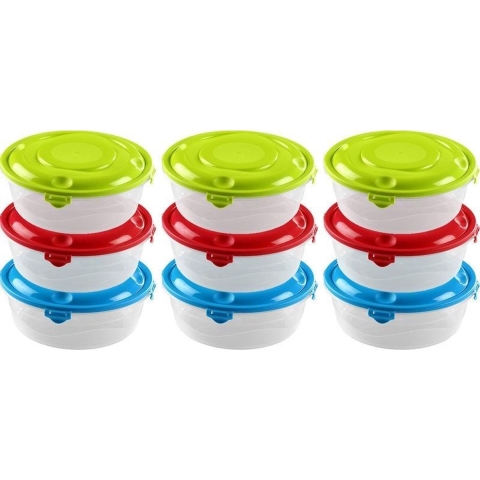 36x Voorraad/vershoudbakjes 1,8 liter gekleurde deksels plastic -