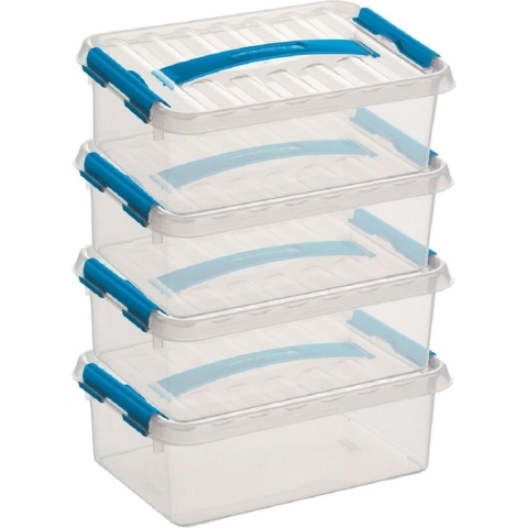12x sunware q-line opberg box/opbergdoos - 4 liter - 30 x 20 x 10 cm - kunststof - transparant -