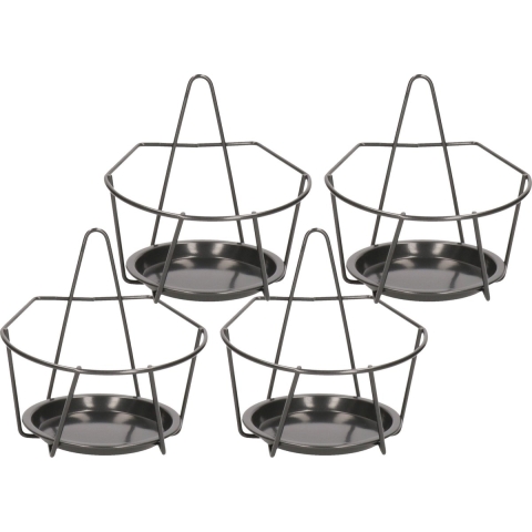Balkon bloempothouder - 4x - bloembak met ophanging - zwart metaal - 17 x 18 x 17 cm - rond -