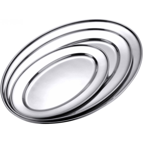 Set van 3x stuks RVS ovale serveerschalen 35 cm -