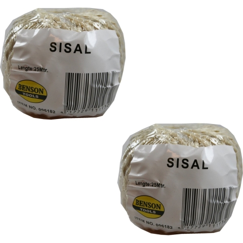 Benson Sisal touw - 6x bolletje - lichtbruin - 25 meter - 100 gram -