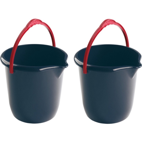 8x Donkerblauwe schoonmaakemmers/huishoudemmers 10 liter 28 cm -