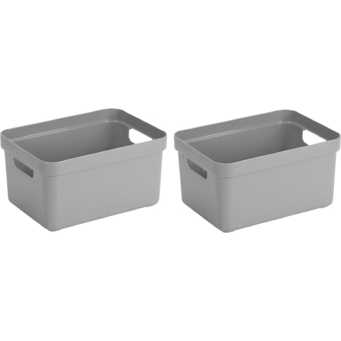 Sunware Opbergbox Sigma - Set van 8x stuks - kunststof - grijs - 13 liter - 35 x 25 x 18 cm - Opberg -