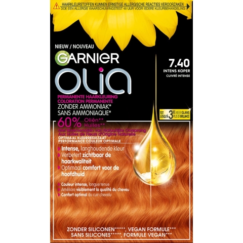 1+1 gratis: Garnier Olia Permanente Haarkleuring 7.40 Intens Koper
