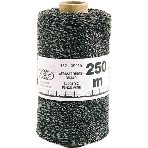 Zwart schrikdraad/afrasteringsdraad - kunststof - 2 mm - 12 PE - 250 meter -