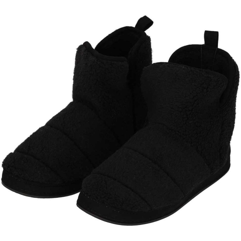 Apollo Sloffen - heren - zwart - teddy stof - antislip zool - hoog model 45-46 -