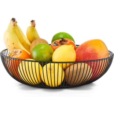 Fruitschalen - zwart - metaal - 28 cm - 1x - ronde - serveerschaal -