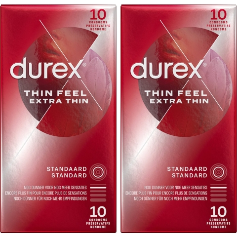 2x Durex Condooms Thin Feel Extra Dun 10 stuks